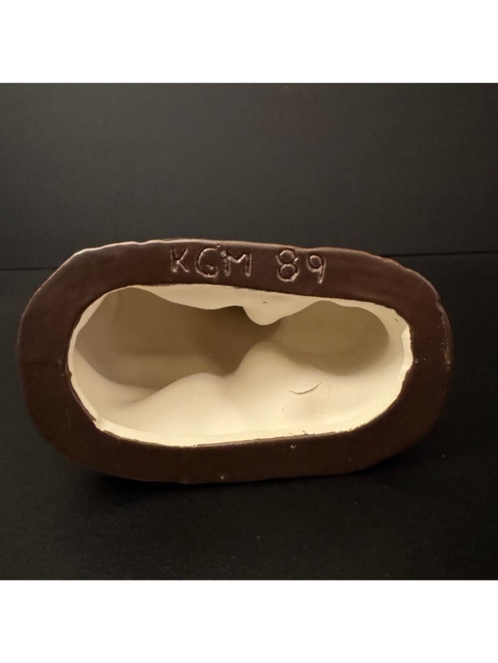Vintage Chocolate-Look Ceramic Bunny Figurine With Bow & Easter Basket 7" Tall - Picture 9 of 10